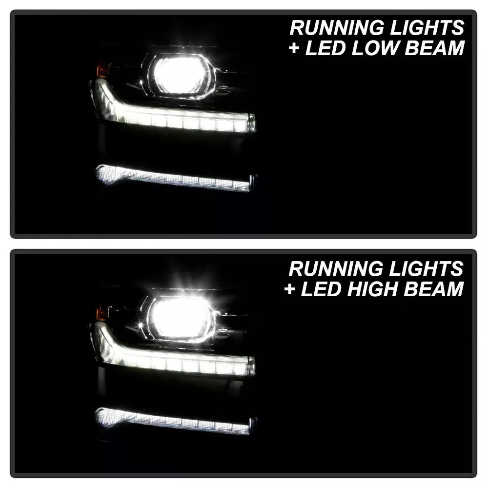 Pair FULL LED For 2016-2018 Chevy Silverado 1500 LTZ Headlights Assembly Chrome