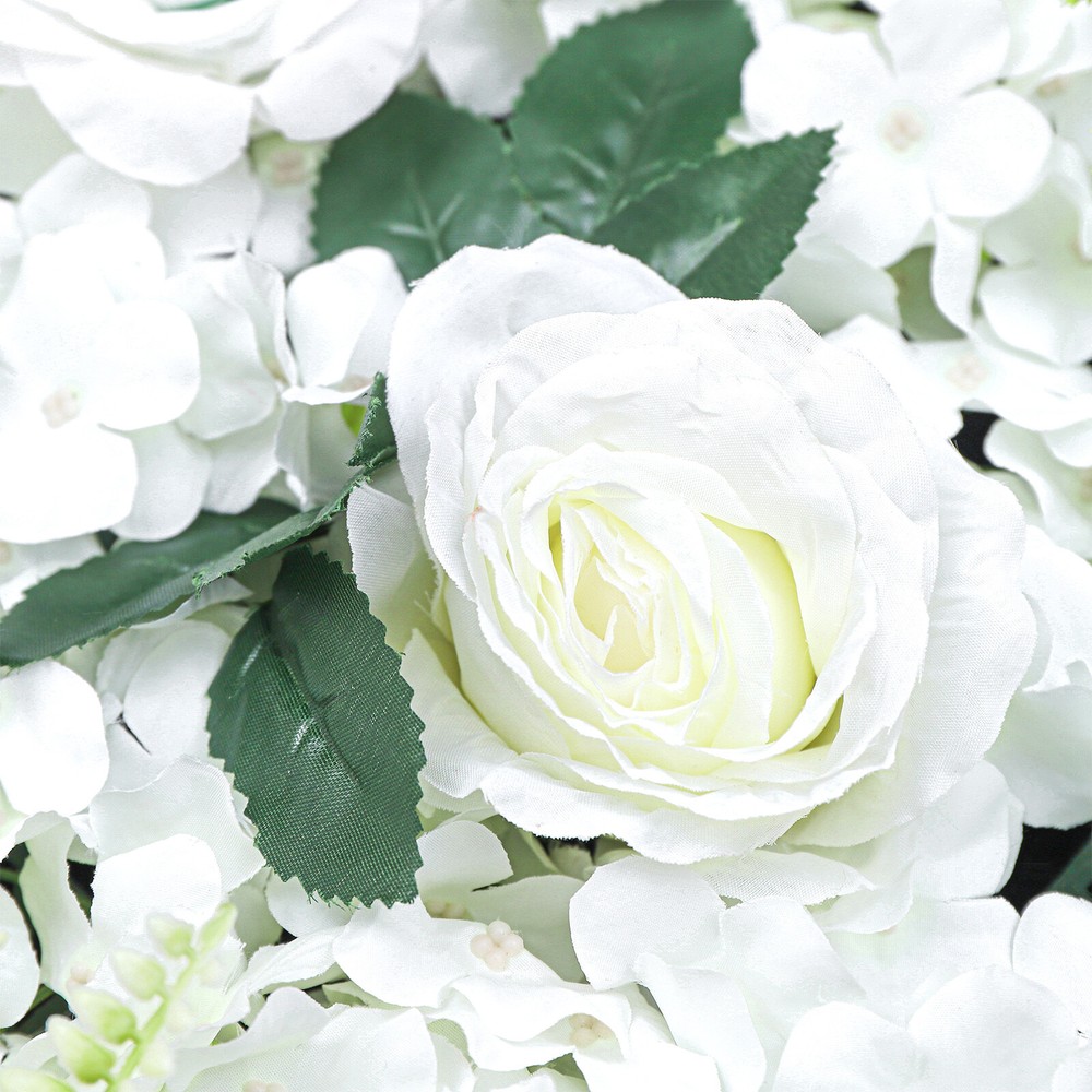 6PCS Artificial Flower Wall Panel White Hydrangea Rose Wedding Decor Backdrop