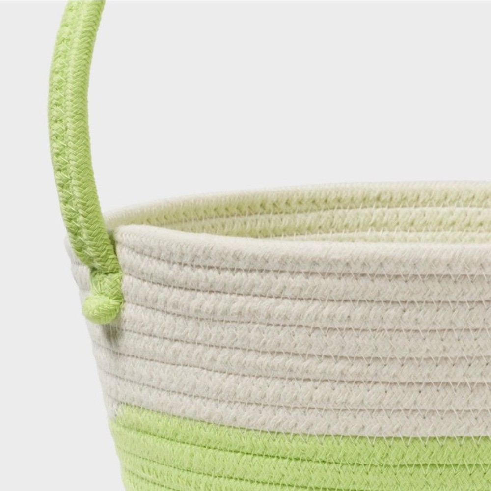 Spritz Easter Two Tone Decorative Rope Basket White Light Green With Handle