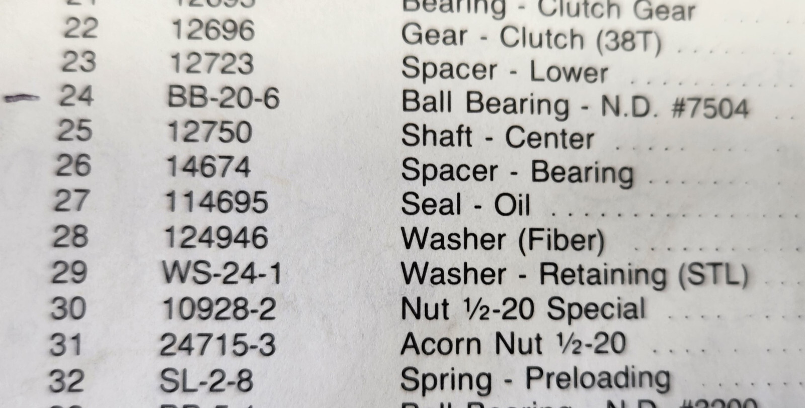 Hobart 20qt A200 Planetary Shaft Seal part number 114695 #27 in part drawing