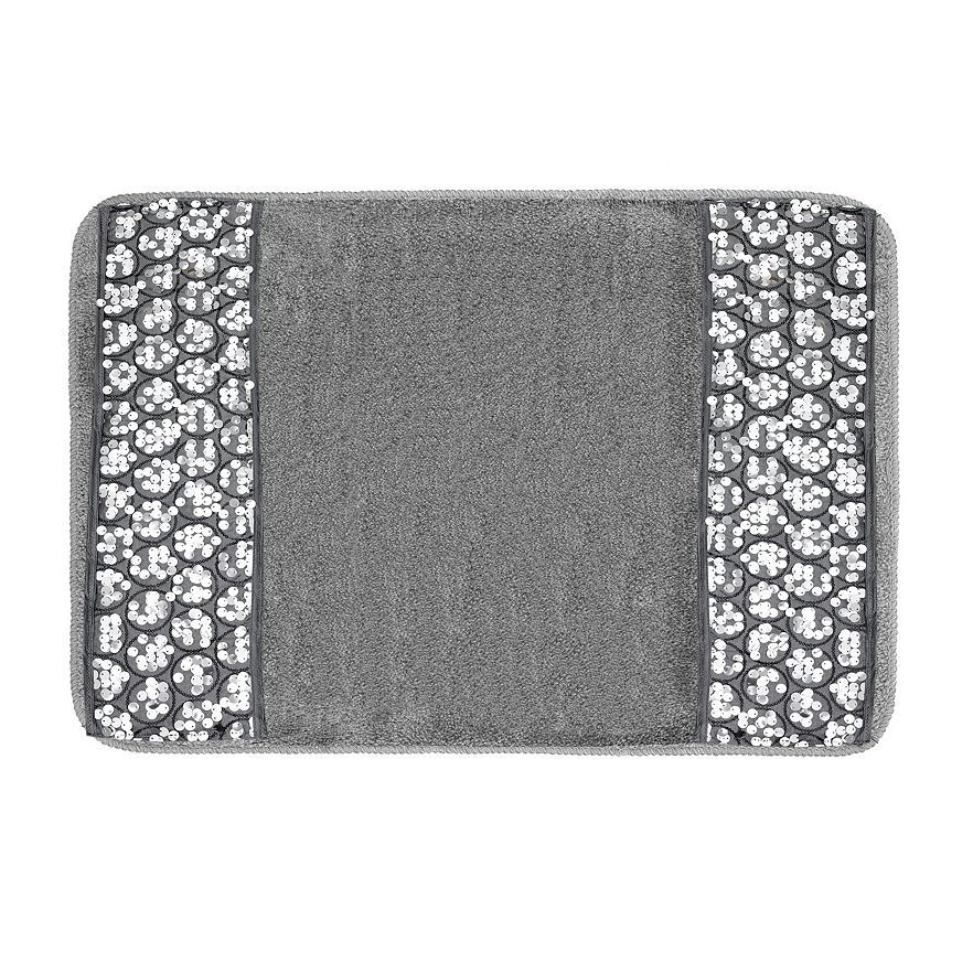 Popular Bath Sinatra Bath Rug with Sequins, Silver Grey