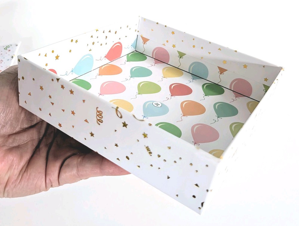 Send A Cake Explosion Birthday Gift EMPTY Box WHITE & GOLD DESIGN