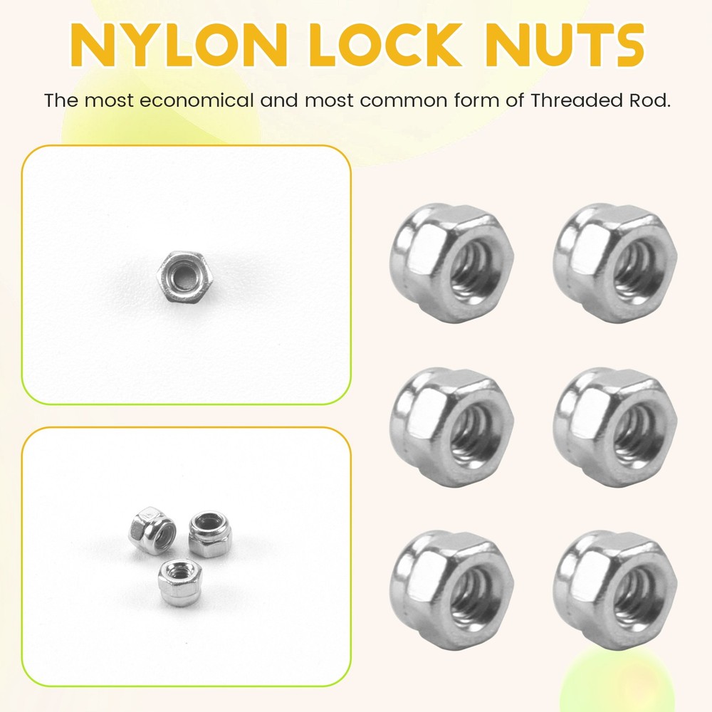 50pcs M2 Zinc Plated Self-Locking Nylon Insert Hex Lock Nuts B7E52744