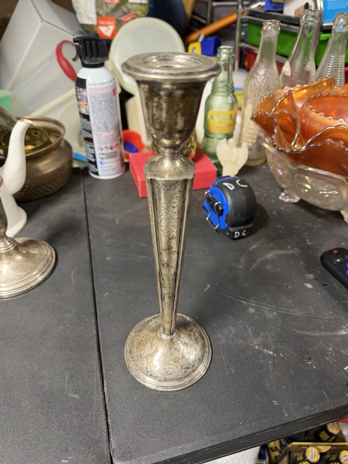 pair of weighted sterling silver candlesticks