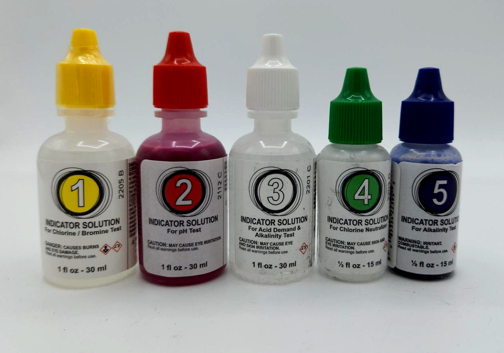 #1 - #5 POOLMASTER / POOLSTYLE TEST KIT REAGENTS **10 PACK! 2 Full sets!