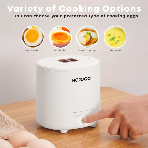 Mojoco Rapid Egg Cooker - Mini for Steamed, Hard Boiled, White