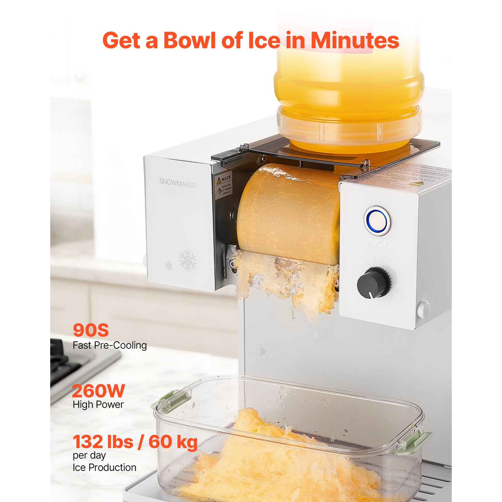 Uimoso Snowflake Ice Maker 132LBS/24H Ice Shaving Machine for Home Party Use