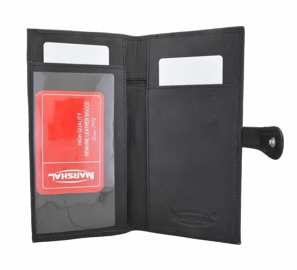 Genuine Leather PLAIN Checkbook Cover Black with Snap Closure NEW!!!