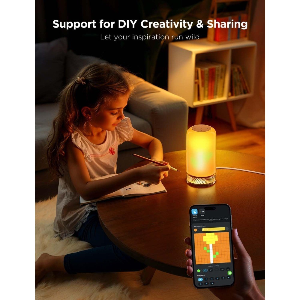 Smart Table Lamp 2, Matter & Alexa Bedside Lamp, Color Changing Dimmable Light