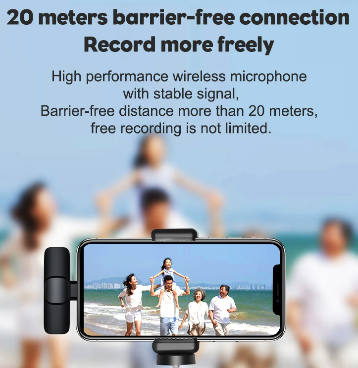 Lavalier Microphone Wireless Audio Video Recording Mini Mic For Android/iPhone