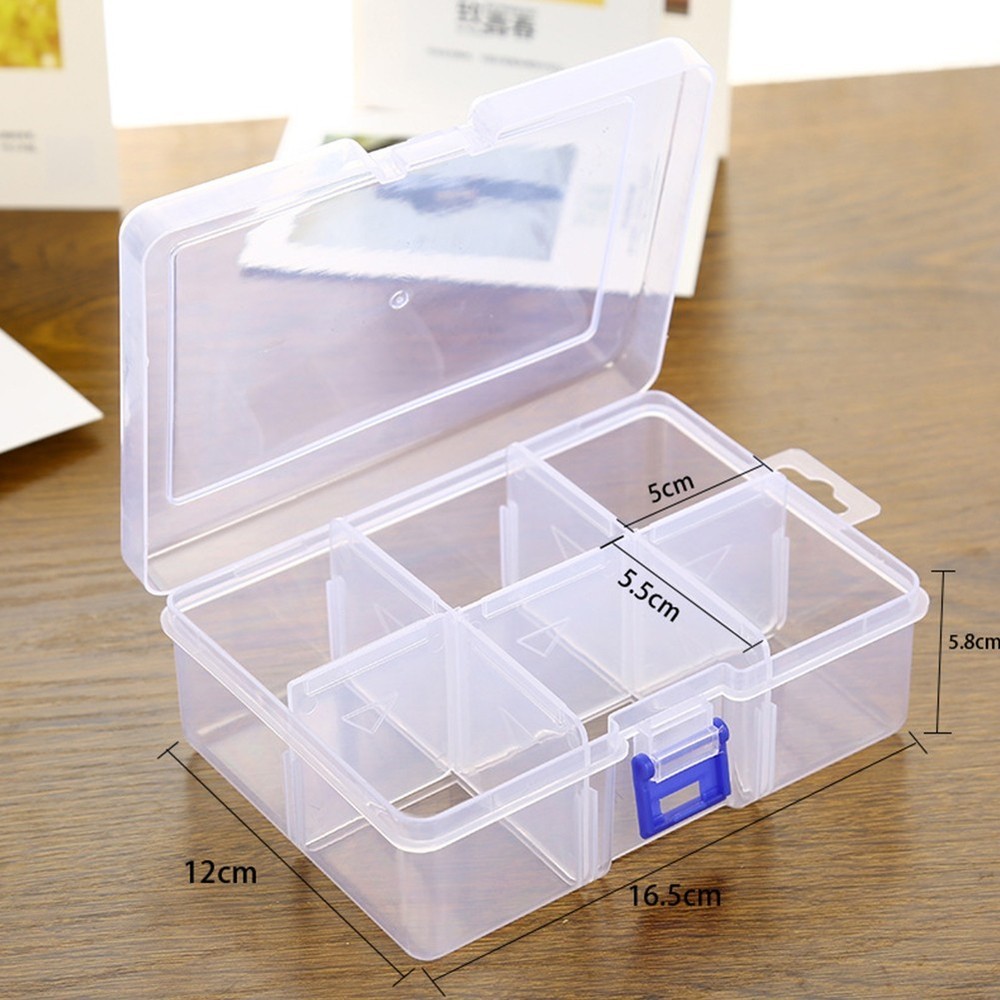 Secure Lockable Plastic Organizer Case with 6 Grids for Small Accessories