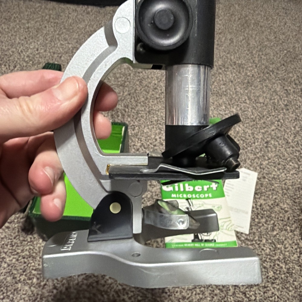 Vintage Gilbert Microscope Set 1950's-Green Case 10"X 5"X 5" (PARTIAL SET)