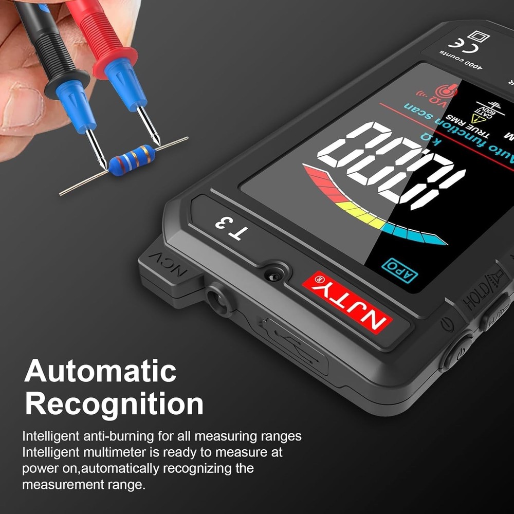 Compact Rechargeable Digital Multimeter with 600V AC/DC & Non-Contact Detection