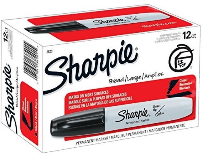 New ! 12PK Sharpie Permanent Markers, Chisel Tip Broad Large Amplios 38201
