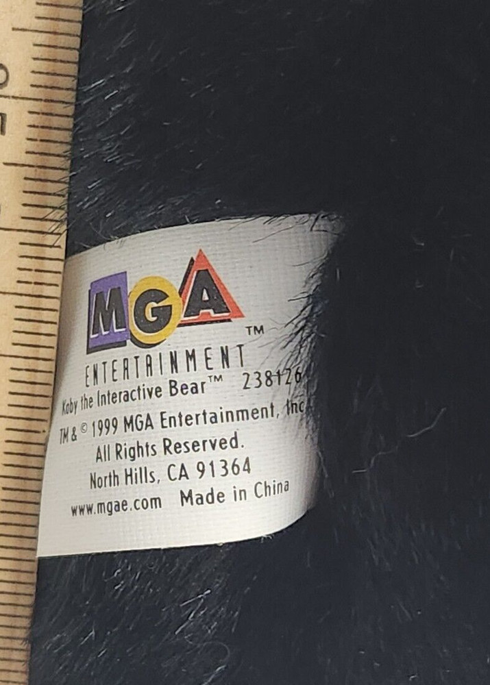 Koby Bear Interactive Electronic Toy Black Tested Working 1999 MGA