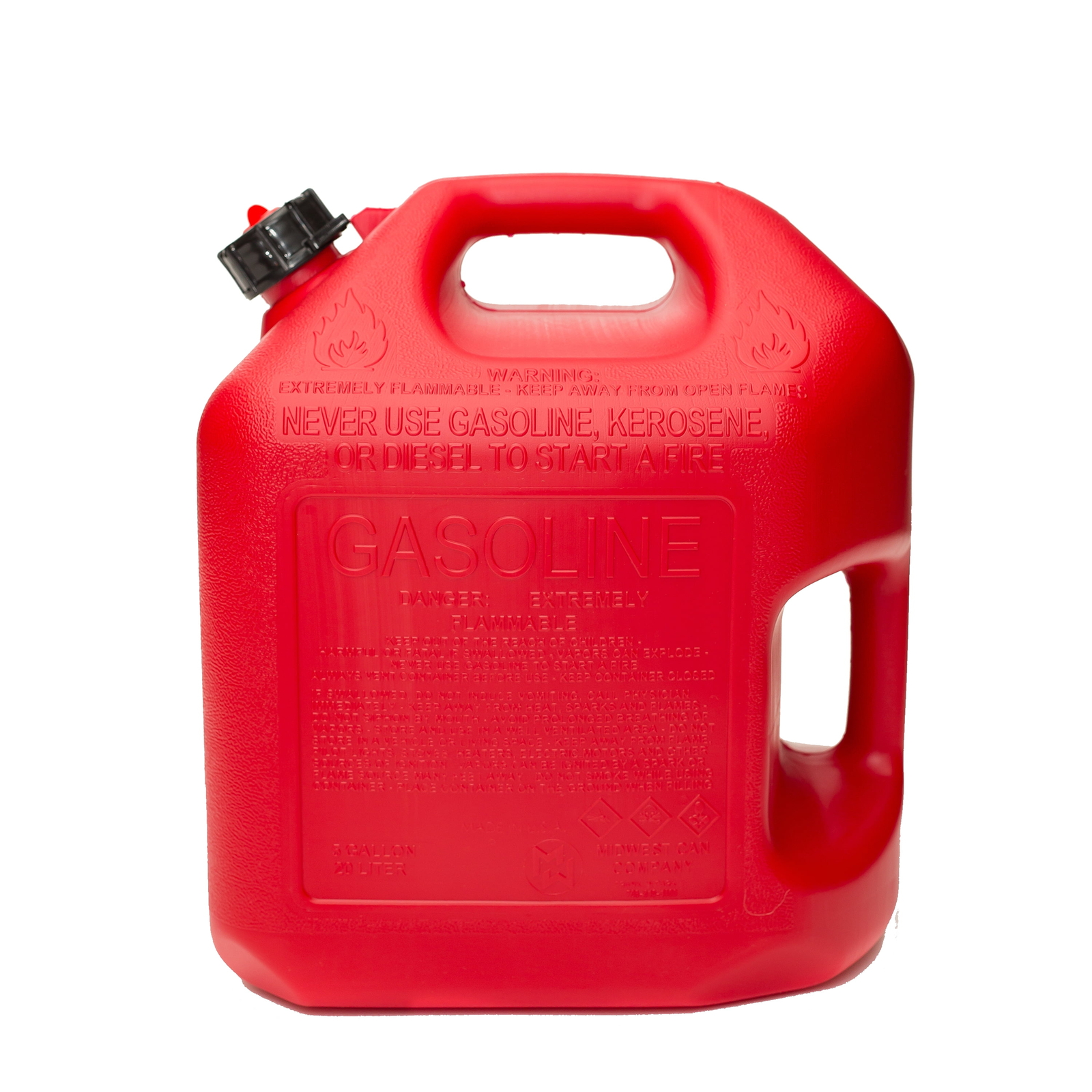 Midwest Can 5 Gallon Auto Shut off Gasoline Can, 5610-4, Red in Color