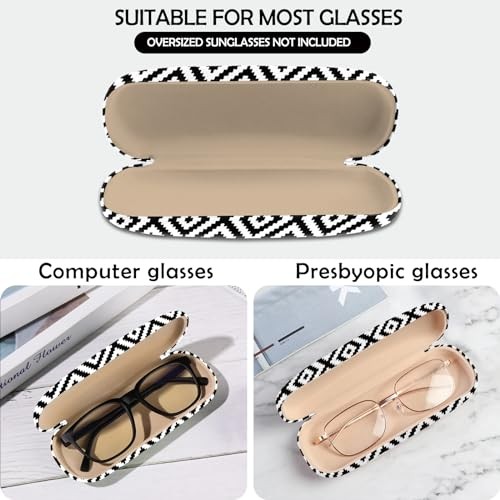Deokke Glasses Case Hard Shell Eyeglass Protective Case L20-black White