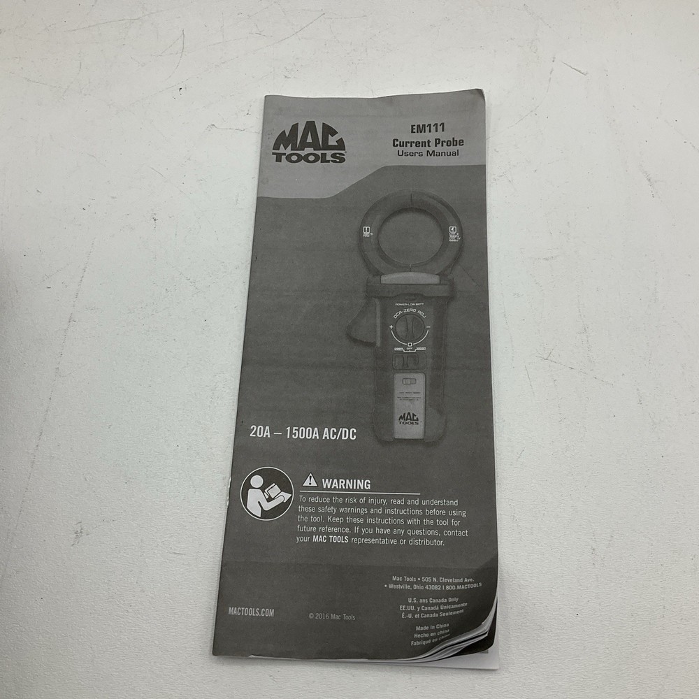 Mac Tools EM111 20A-1500A AC/DC Current Amp Probe