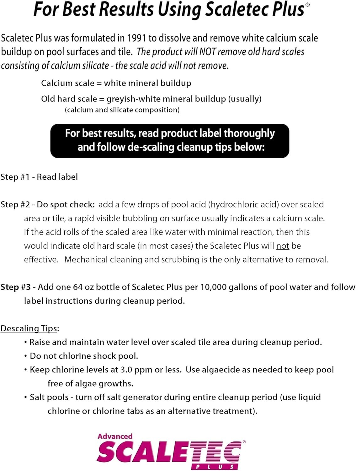 New Easycare Scaletec Plus Descaler and Stain Remover 64 oz EasyCare (20064)