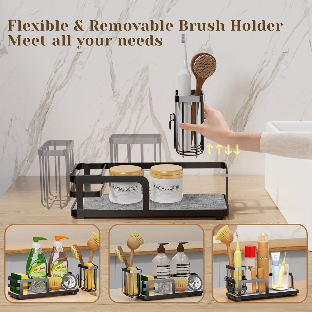 BlitzFill Kitchen Sink Caddy Organizer for Instant Dry, Rustproof Sponge Holder