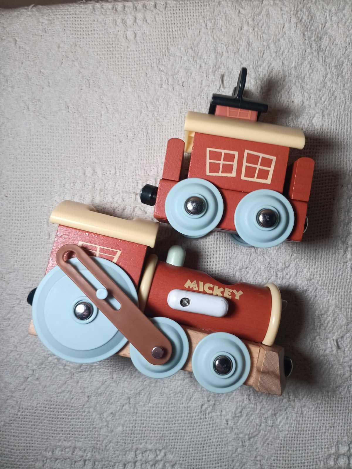 Disney Mickey Wooden Magnetic 2 Pieces of Train Set Wooden NO Figure NO Stack