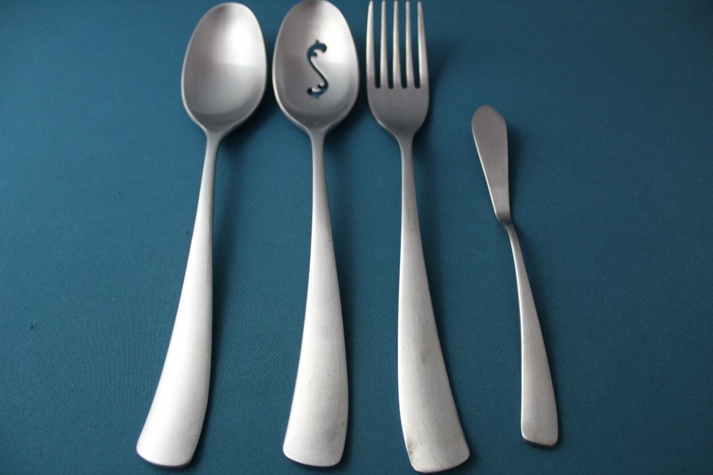 Studio William LARCH SATIN Serving (4pc Set) Tablespoon Pierced Fork China