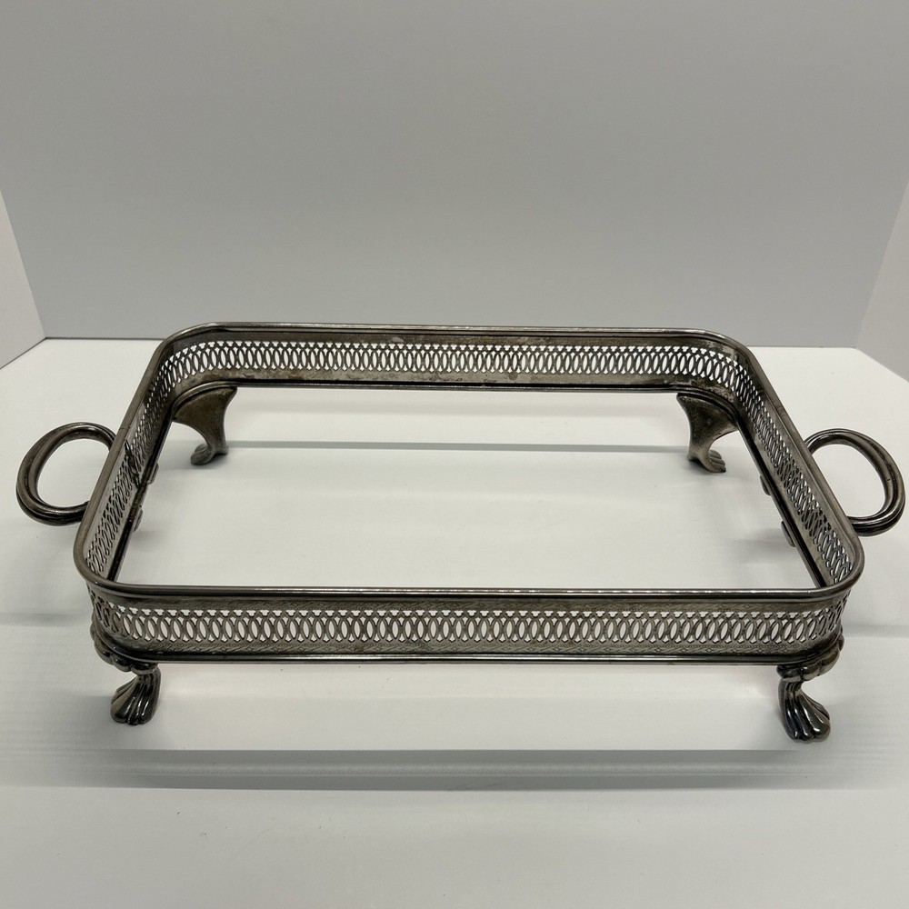 Silverplate Casserole Dish/Book Holder Reticulated Footed Vintage
