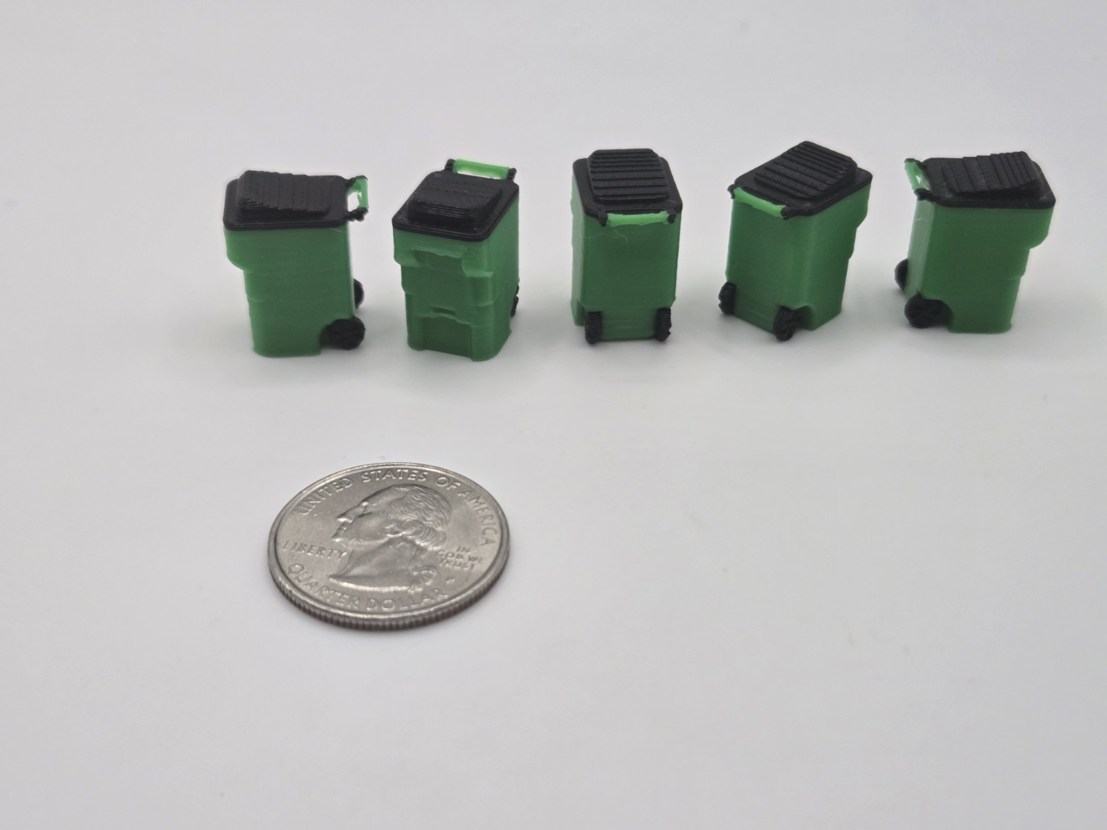 1/64 Scale Trash Bins *5 Pack* in Green