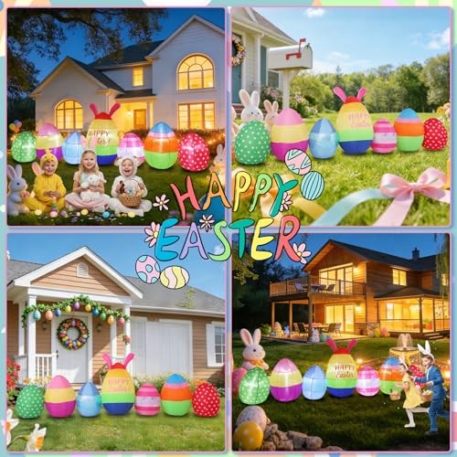 Vibrant Inflatables 10FT Long, Seven Eggs Inflatable Outdoor Easter Eggs