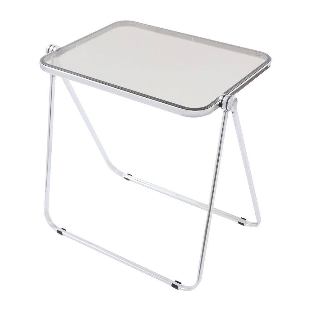 Clear Foldable Side Storage Table Tiny Desk For Home Office Small Computer Desk