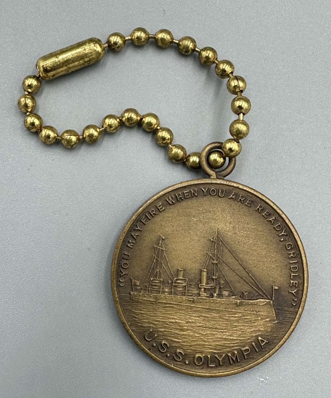 USS OLYMPIA BATTLE SHIP Manilla ADMIRAL DEWEY Flagship Propeller TOKEN Keychain