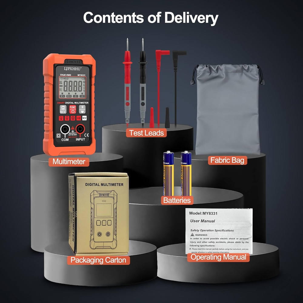 Digital Multimeter Volt Meter TRMS 4000 Counts Auto-Range NCV Voltage Multi Test