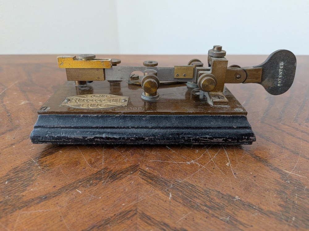RARE J.H. Bunnell GOLD BUG Telegraph Key Keyer Morse Code Vintage