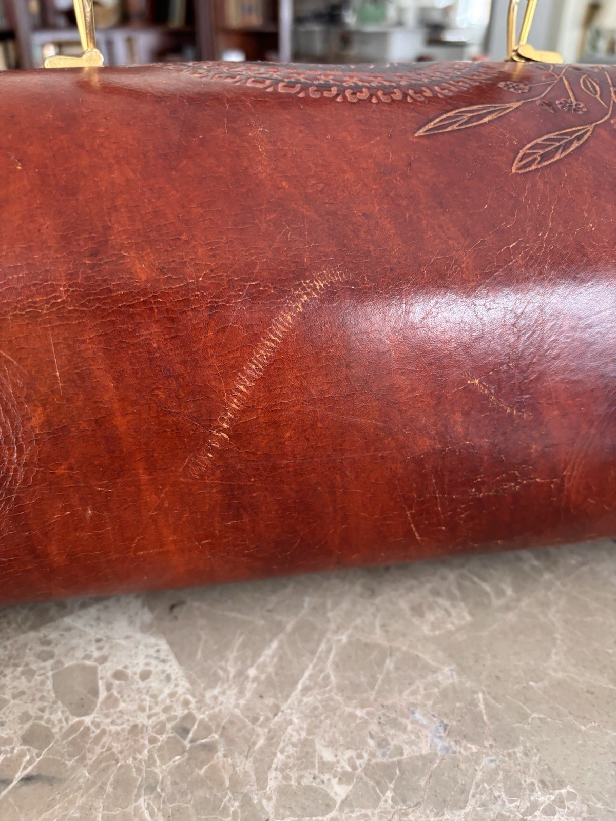 Gorgeous Hand Made Tooled LEATHER Vintage Old Mexico 1950’s Purse Bag