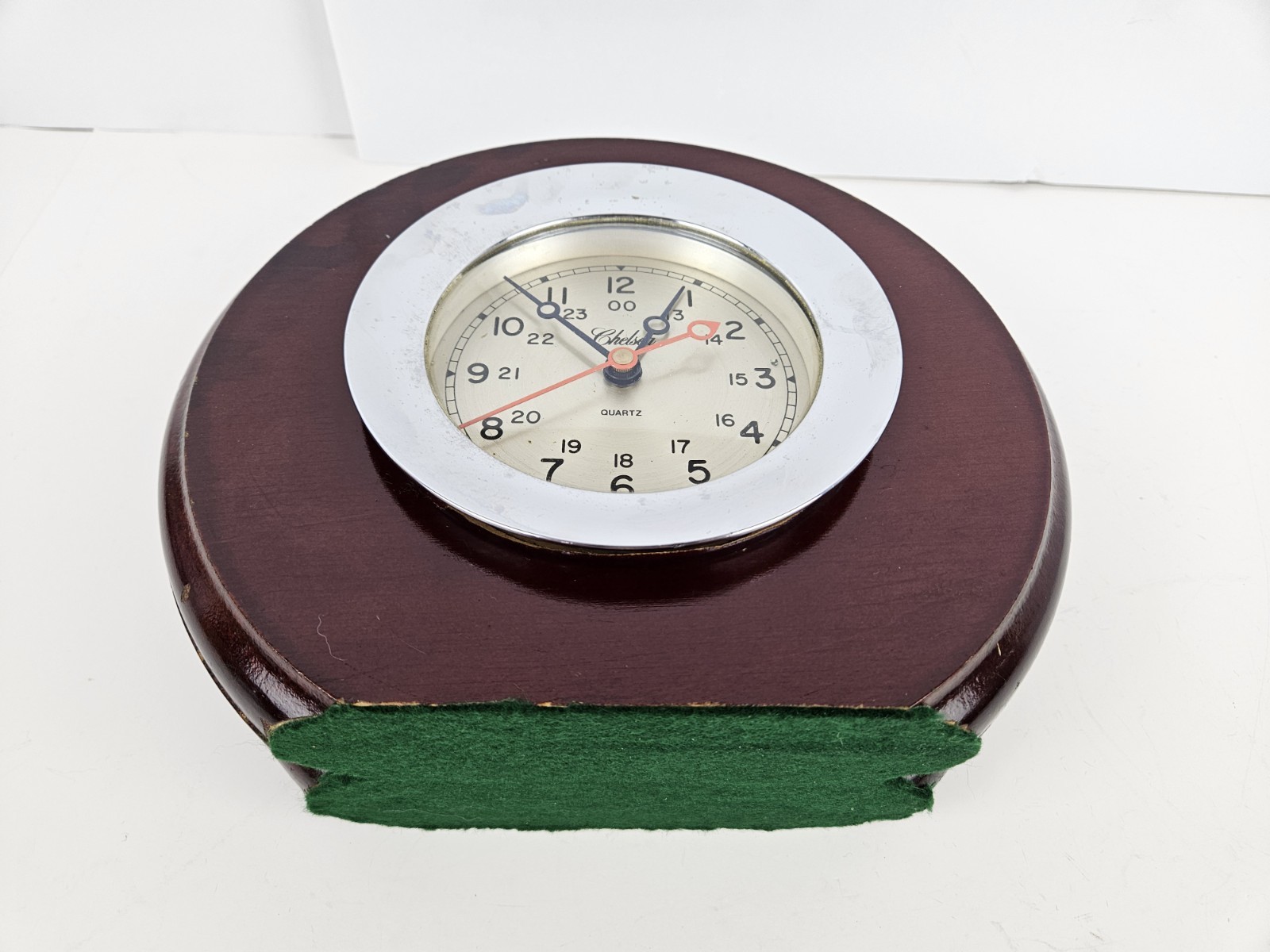 Vintage Working CHELSEA Clock Co. Nautical Ship Mantel Clock with Wood Case