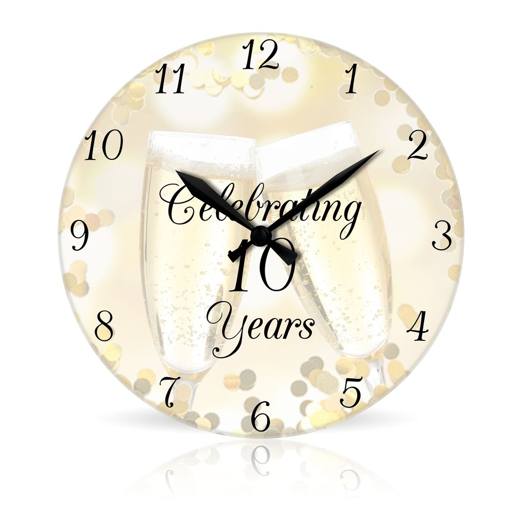 10 Years br Round Acrylic Wall Clock 10.75"