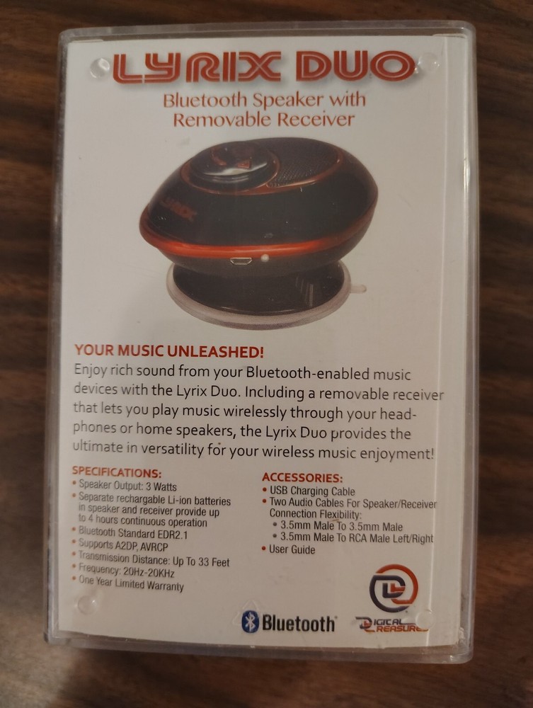 Lyrix Duo Bluetooth Speaker with Removable Receiver Retail Packaging Red/ black
