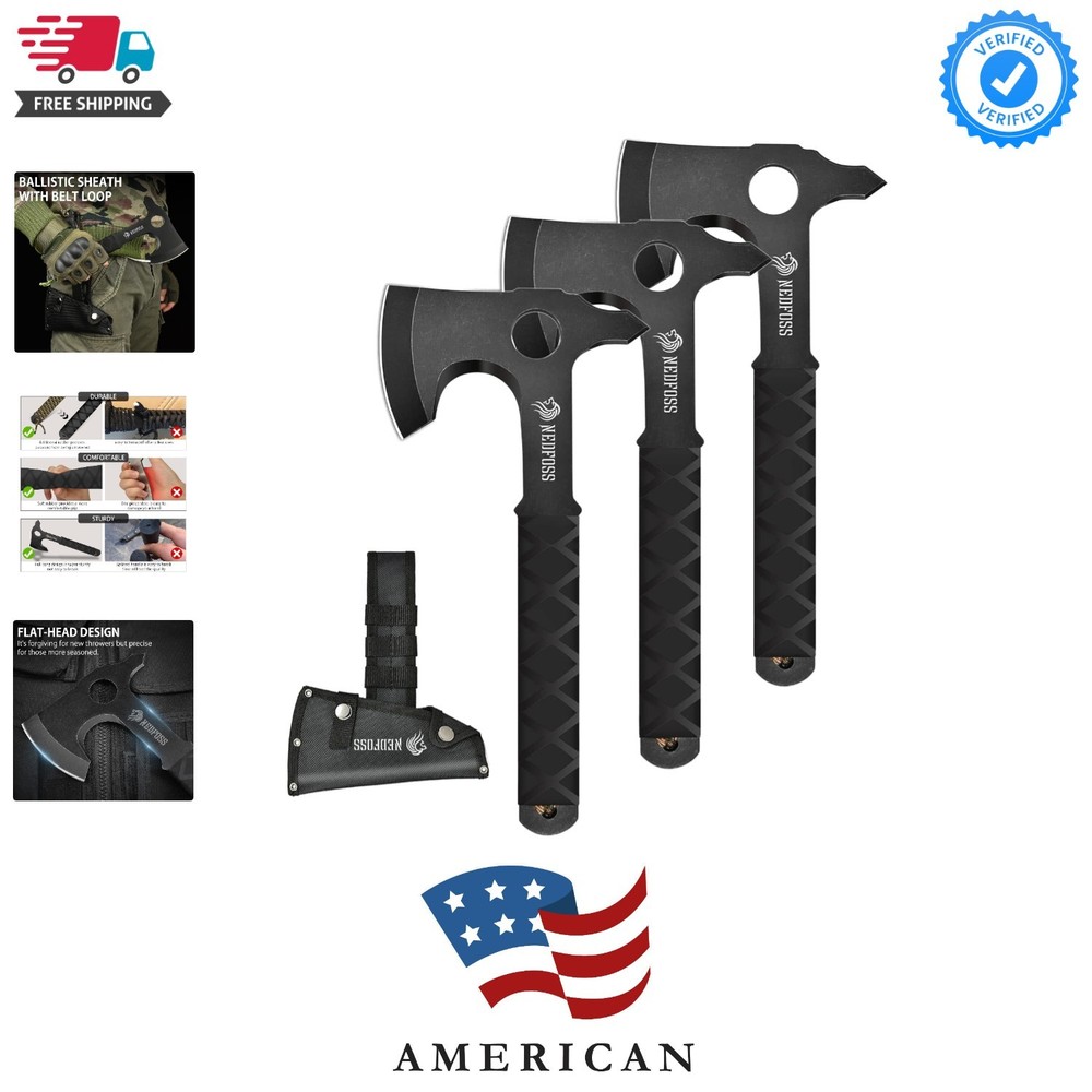 Throwing Axe Set, 10.2'' Full Tang Throwing Hatchet with Sheath, Updated TPR ...