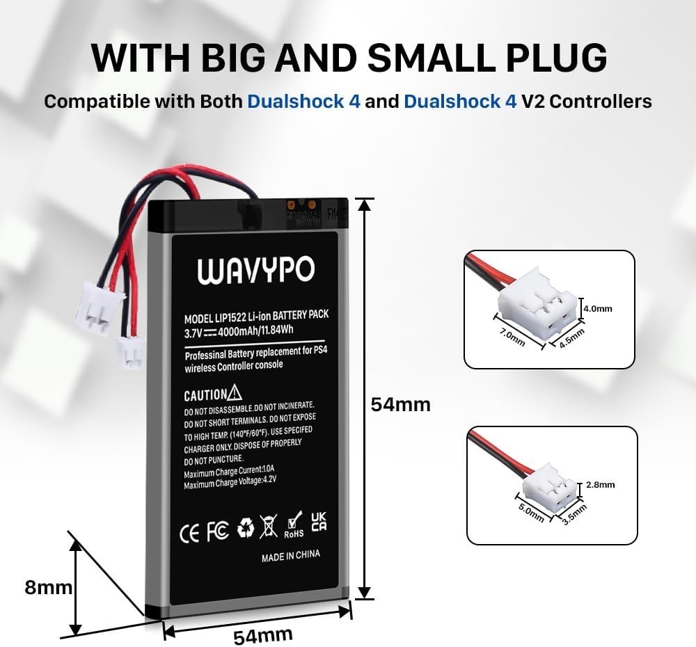 4000mAh PS4 Controller Battery, Replacement for PS4/PS4 Pro/PS4 Slim PlayStatio