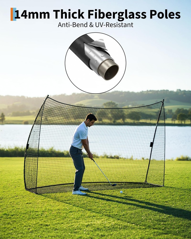 Large 10x7ft Golf Practice Hitting Net Indoor Personal Driving Range Training