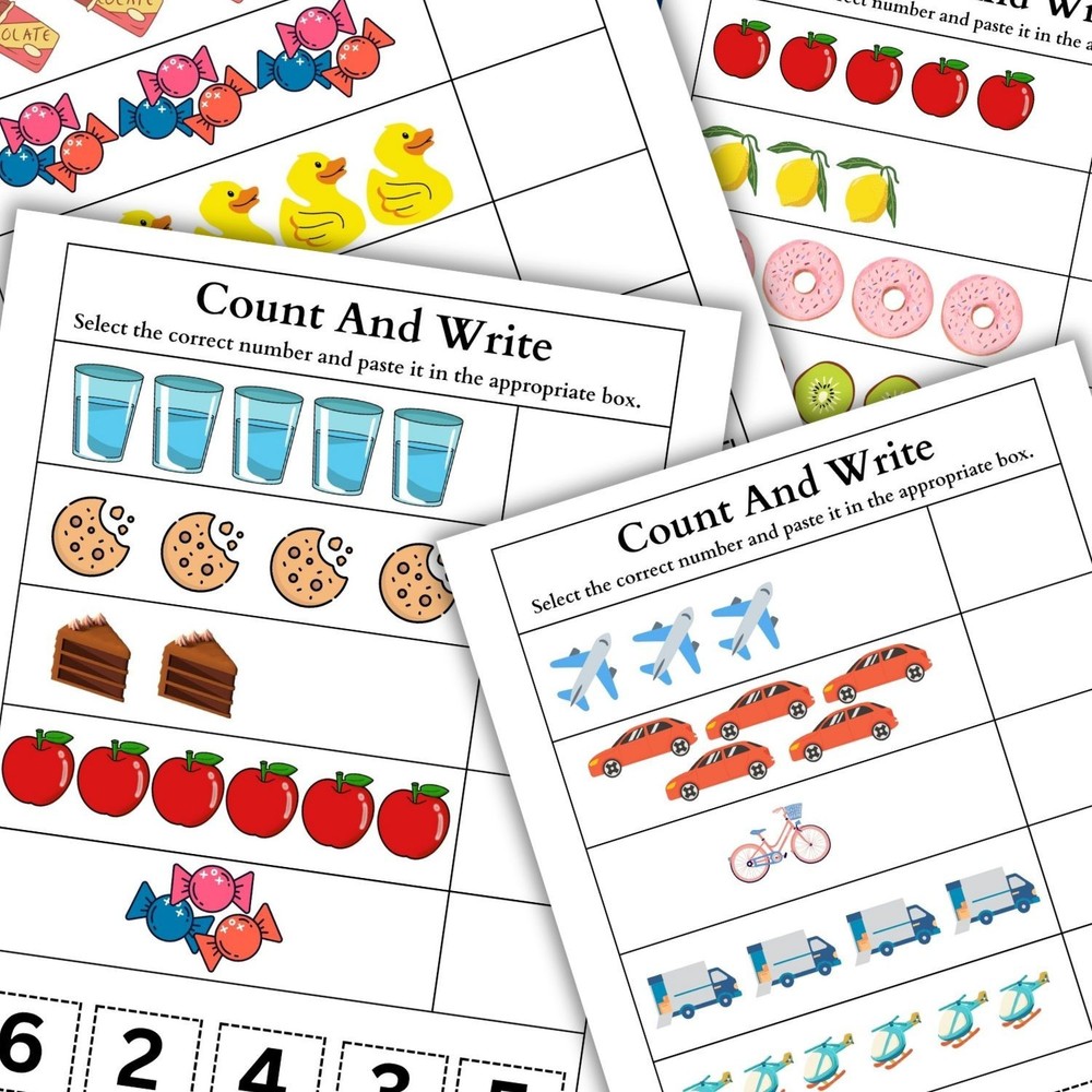 Count and Write & Count and Circle Worksheets | Kids Math Activity Printable