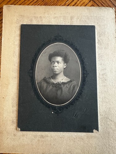 1890s African American Woman Portrait Photograph Embroidered Frame Jones Studio