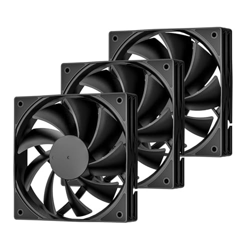 3-Pack 120mm Black Computer Case Fans High Performance Cooling Low Noise 3