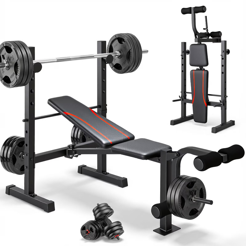 600LBS 8in1 Multi-Function Weight Bench with Squat Rack Adjustable for Home Gym