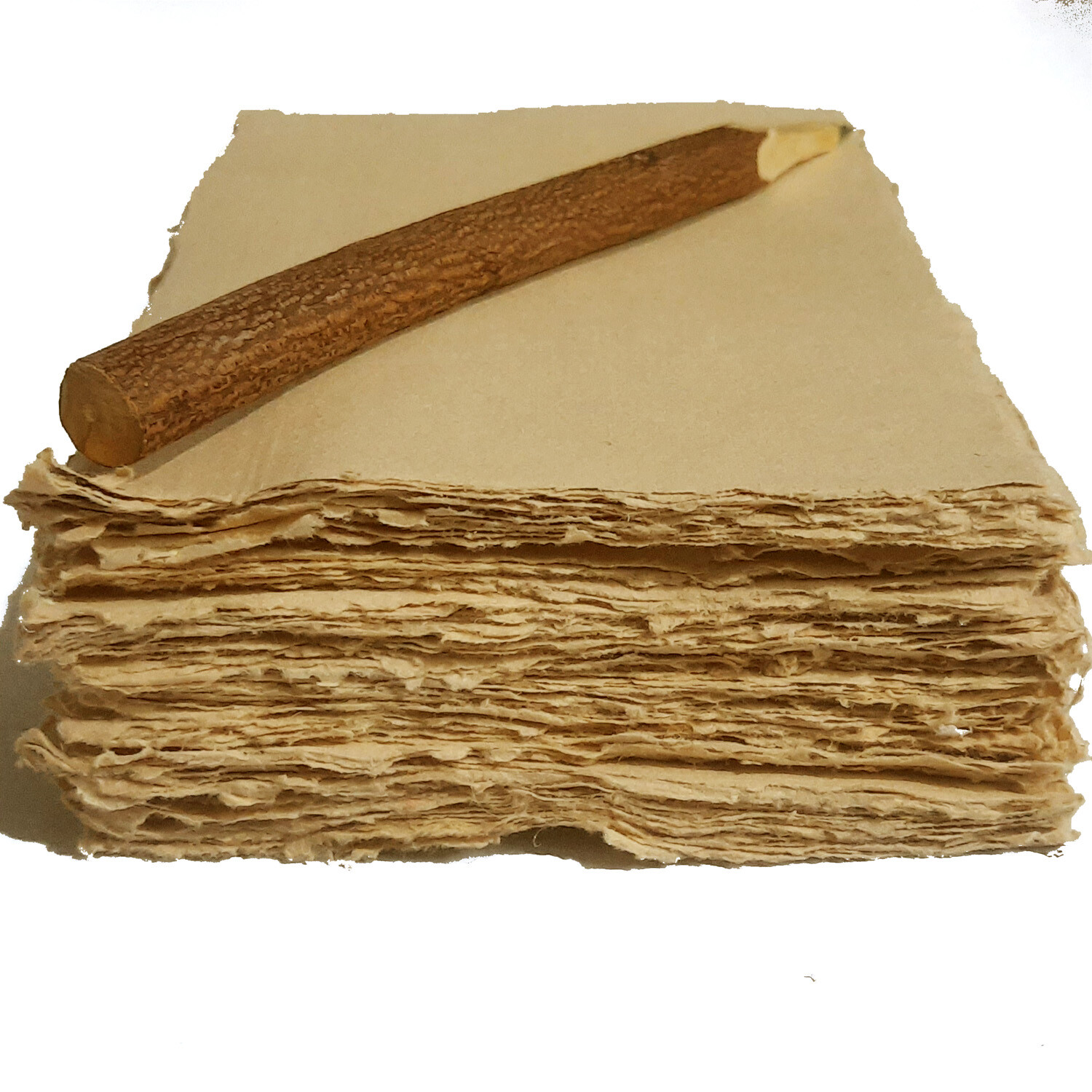 Handmade Paper -100 sheets - All Sizes - BROWN - Deckle Edge - Acid Free Natural