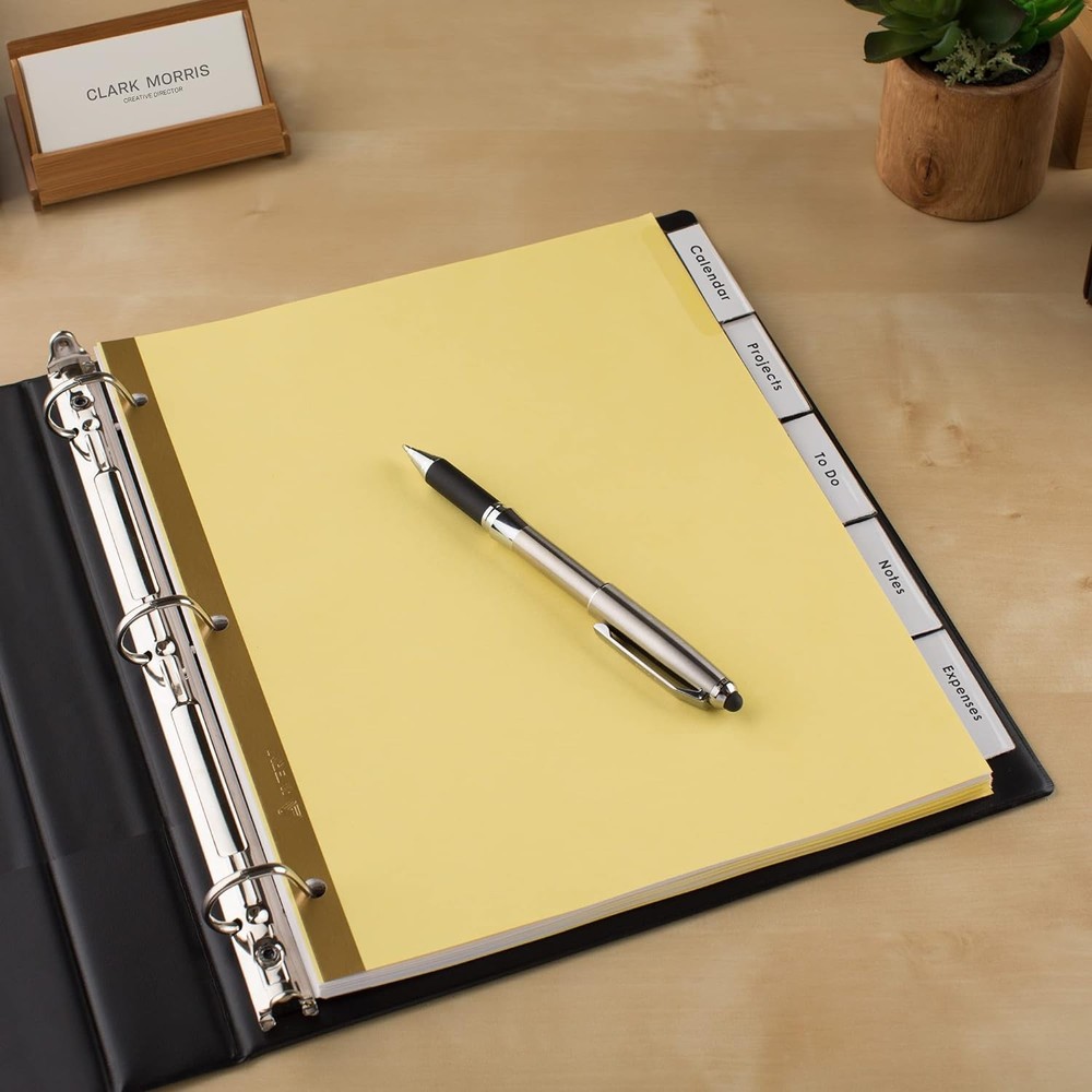 Avery Insertable Dividers for 3 Ring Binder, 5-Tab Set, Clear Big Tabs, Buff Pap