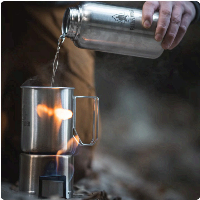 Pathfinder Stainless Steel Bottle Cook Set 32oz Camping Stove Kit