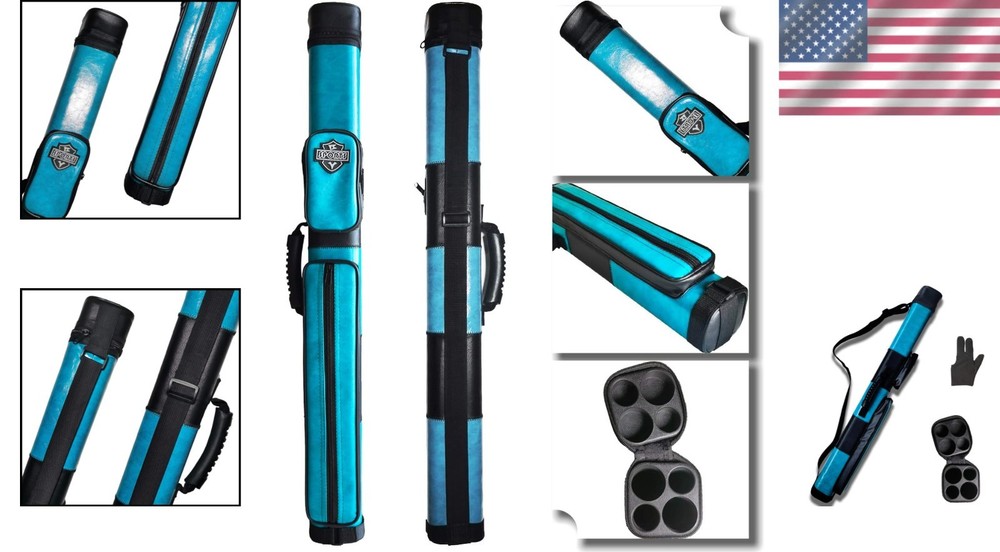 Durable 2x2 Hard Cue Case with Adjustable Strap for Billiards Players
