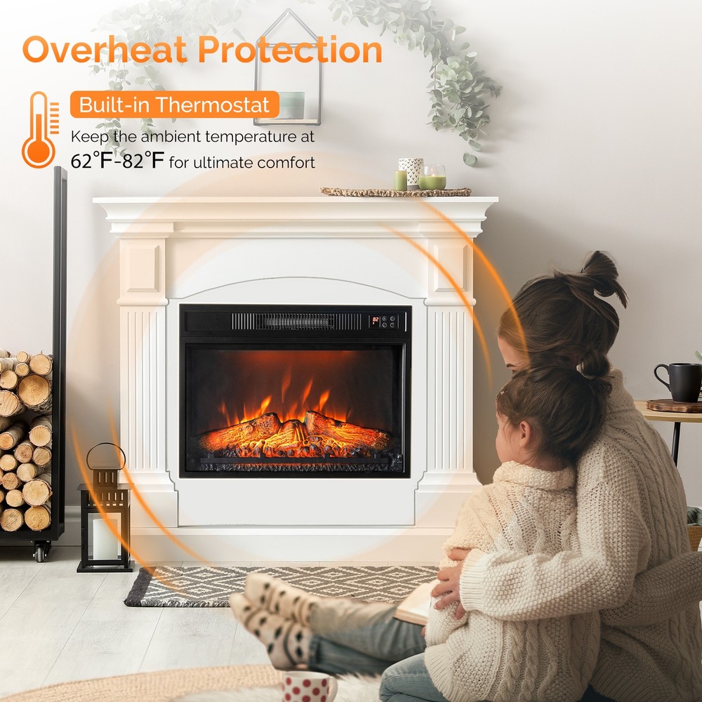 23" Home Embedded Fireplace Electric Insert Heater Flame Remote Space Keep Warm