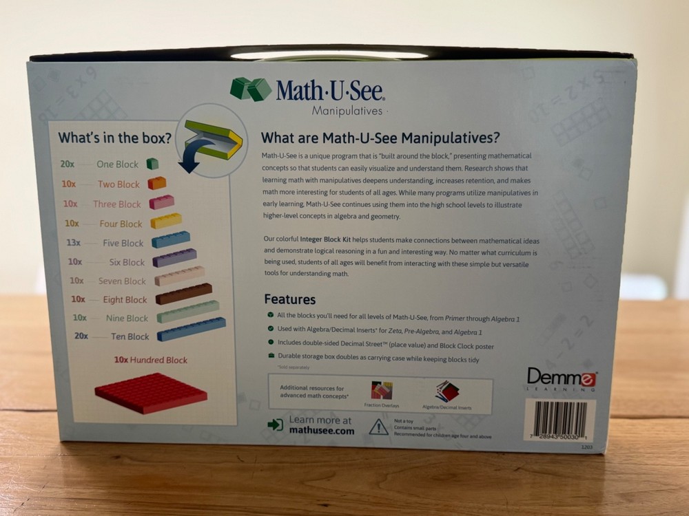 Math U See Manipulatives Integer Block Kit Complete Set